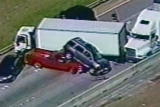Destroyed in Seconds: Tractor Trailer Chase